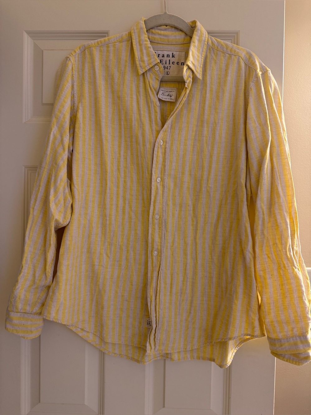 Frank & Eileen Yellow/Natural Stripe Cotton Button-Up long sleeve Shirt